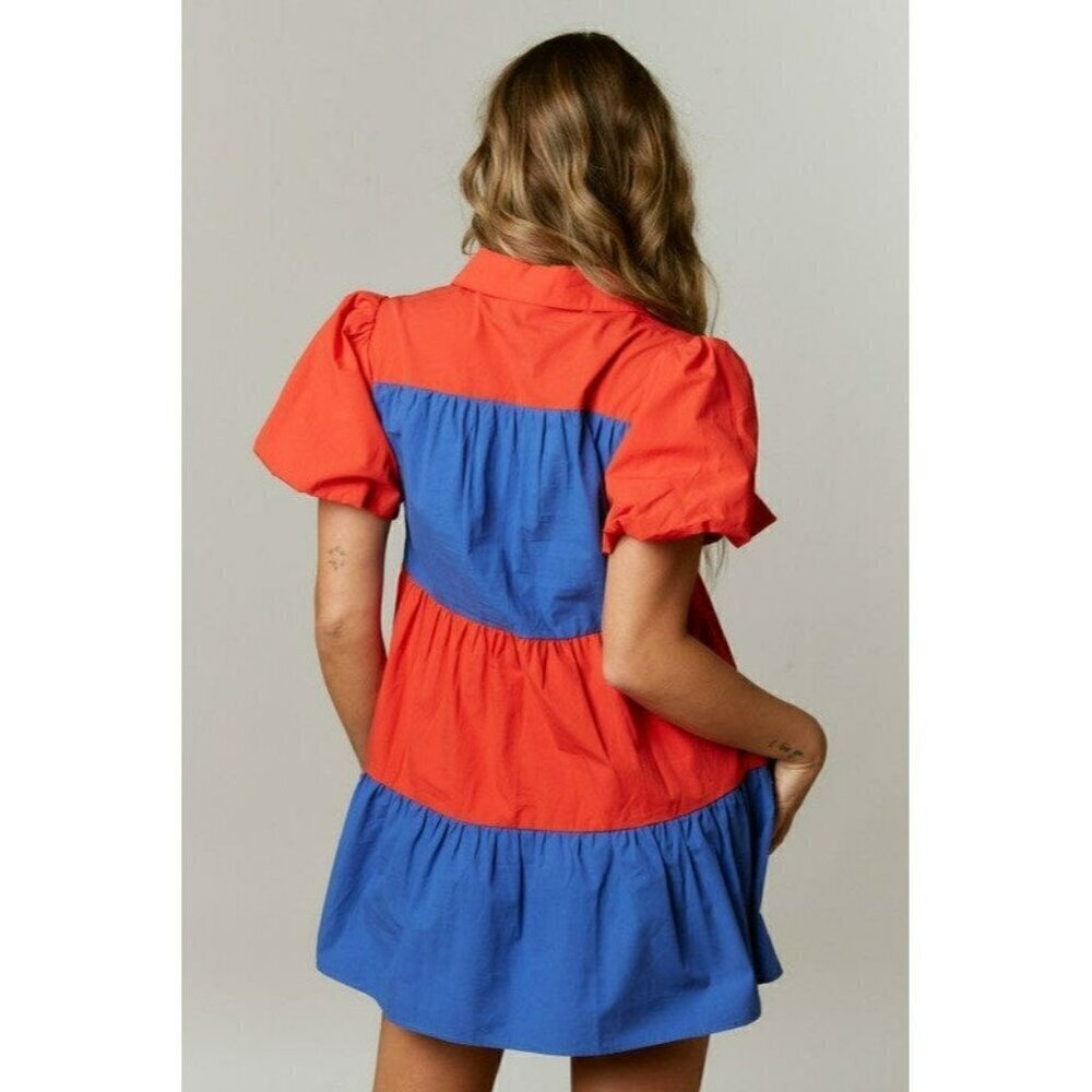 Star Spangled Sparkle Poplin Tiered Dress - Picture 2 of 8